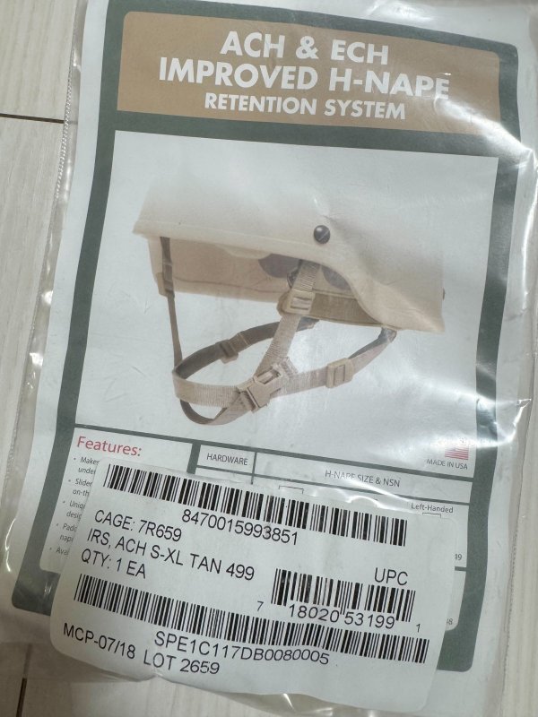 画像7: 米軍実物 H-Nape ECH ACH ヘルメット チンストラップ タン S-XL ARMY USMC (7)
