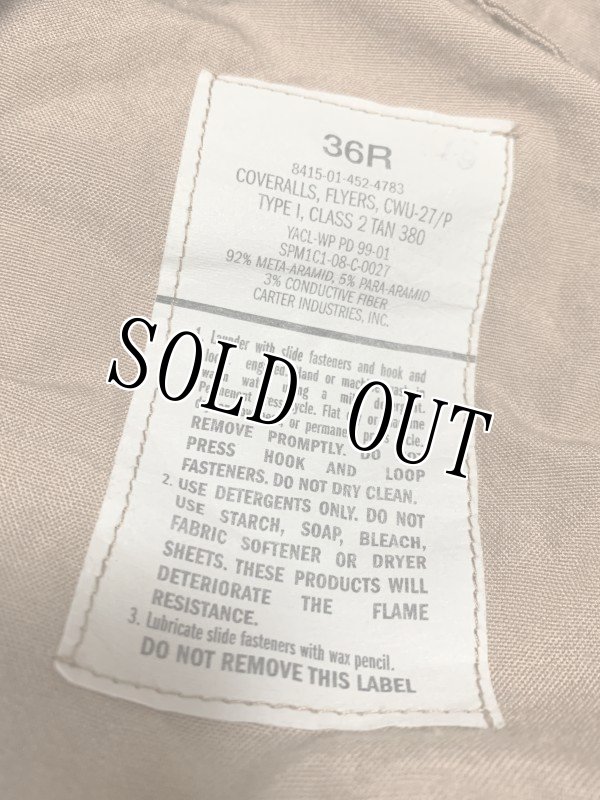 画像4: 米軍実物 CWU27/P フライトスーツ 36R タンカラー RECON (4)