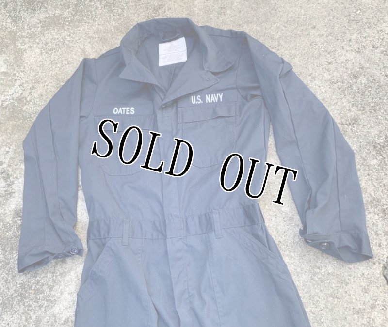 画像2: 米軍実物 US NAVY カバーオール/つなぎ 40L 紺  (2)