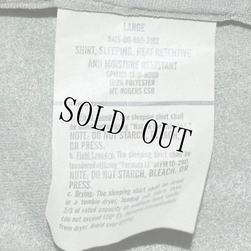 画像4: 米軍実物 SHIRT,SLEEPING,HEAT RETENTIVE AND MOISTURE RESISTANT LARGE (4)