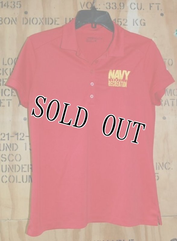 画像1: 米軍放出品 　US NAVY　WOMEN'S　ポロシャツ　NIKEレッド　LARGE (1)