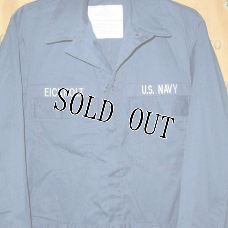 画像2: 米軍実物 US NAVY カバーオール/つなぎ 40L 紺  (2)