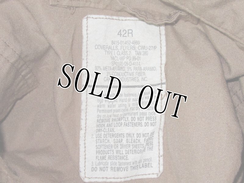 画像6: 米軍実物 CWU27/P　フライトスーツ　タン　42R (6)