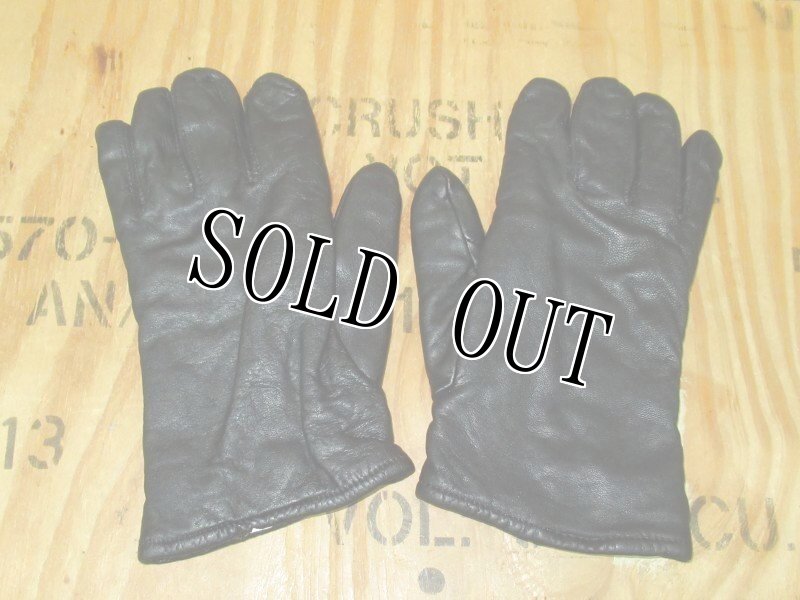 画像1: 米軍実物  GLOVES UNISEX,BLACK LEATHER DRESS　レザー グローブ　9 (1)