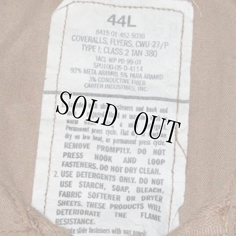 画像4: 米軍実物 CWU27/P フライトスーツ タン 44L (4)