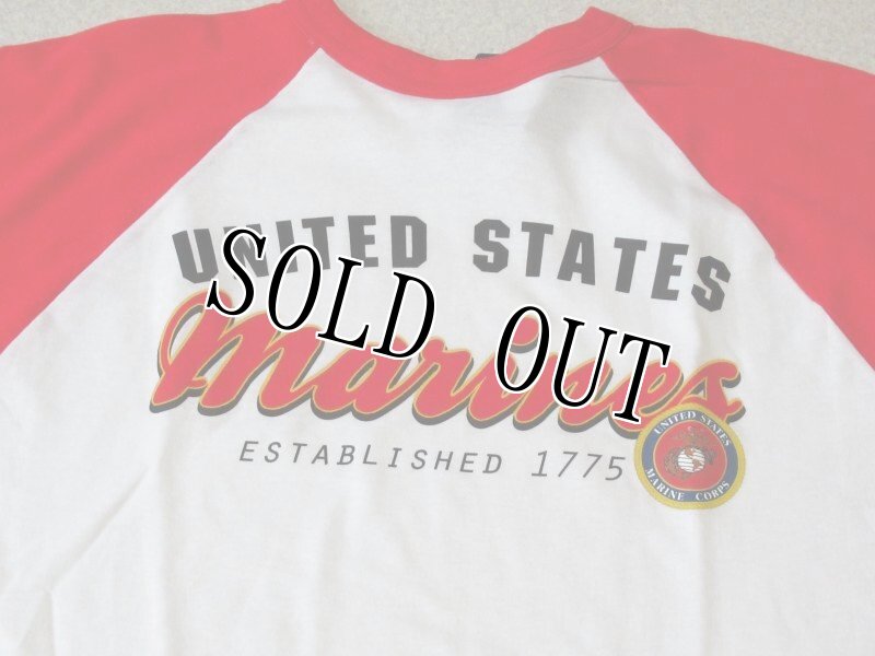 画像2: 米軍放出品 USMC公認 オフシャル 七分ラグラン袖 シャツ レッド (2)