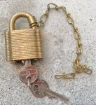 画像1: 米軍実物 American Lock Set U.S. Military Brass Padlock Key 南京錠 (1)