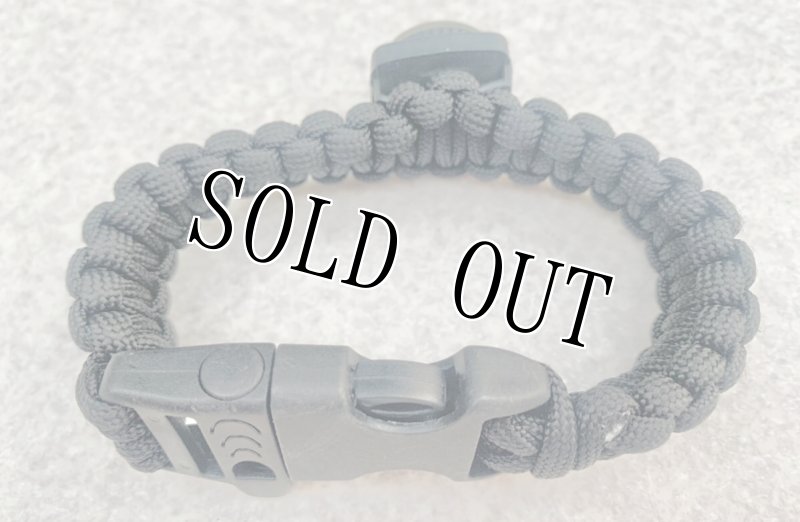 画像2: 米軍放出品 パラコードブレス コンパス ホイッスル ブラック (2)