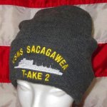 画像1: 米軍放出品　USNS SACAGAWEA T-AKE　2　ワッチキャップ　 (1)