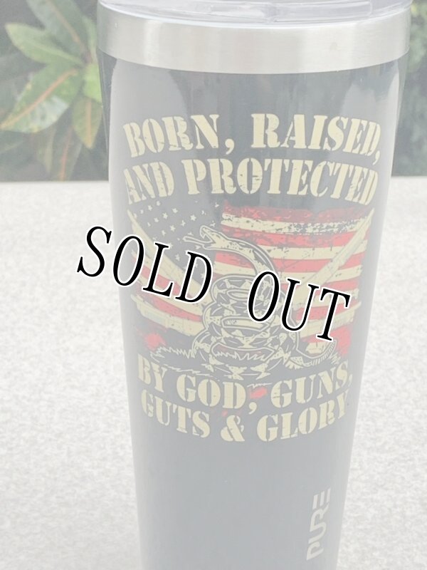 画像2: 米軍放出品 Born Raised And Protected By God Guns Guts And Glory タンブラー 32oz (2)
