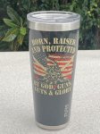 画像1: 米軍放出品 Born Raised And Protected By God Guns Guts And Glory タンブラー 32oz (1)