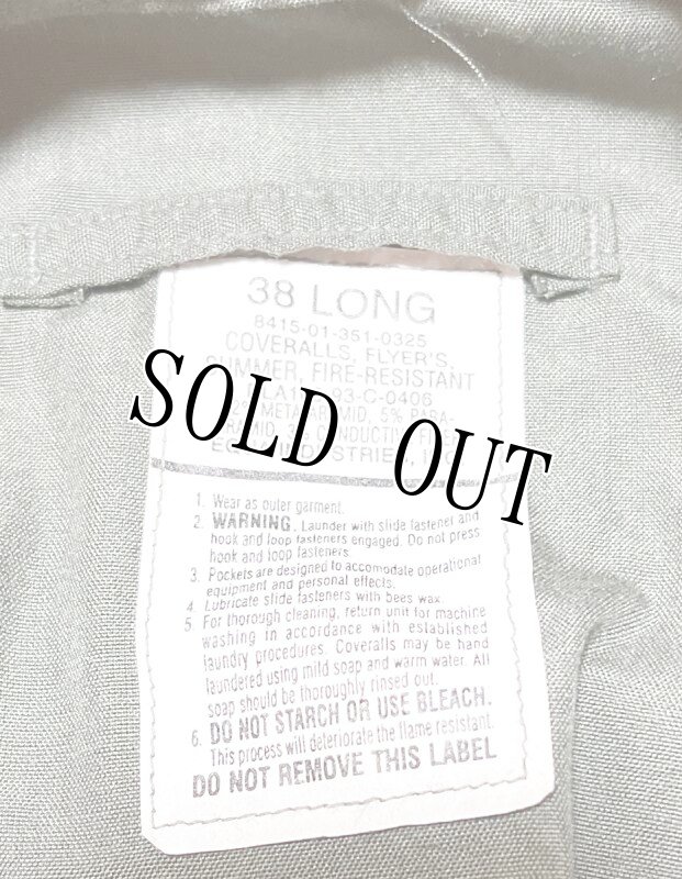 画像7: 米軍実物 COVERALLS,FLYER'S SUMMER,FIRE-RESISTANT フライトスーツ 38LONG (7)