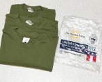 画像1: 米軍実物　UNDERSHIRT OD Crew Neck　3P　LARGE (1)