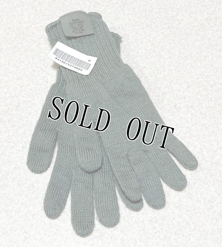 画像1: 米軍実物 GLOVE INSERT TYPEIICLASS2　軍手　グレー　MEDIUM (1)