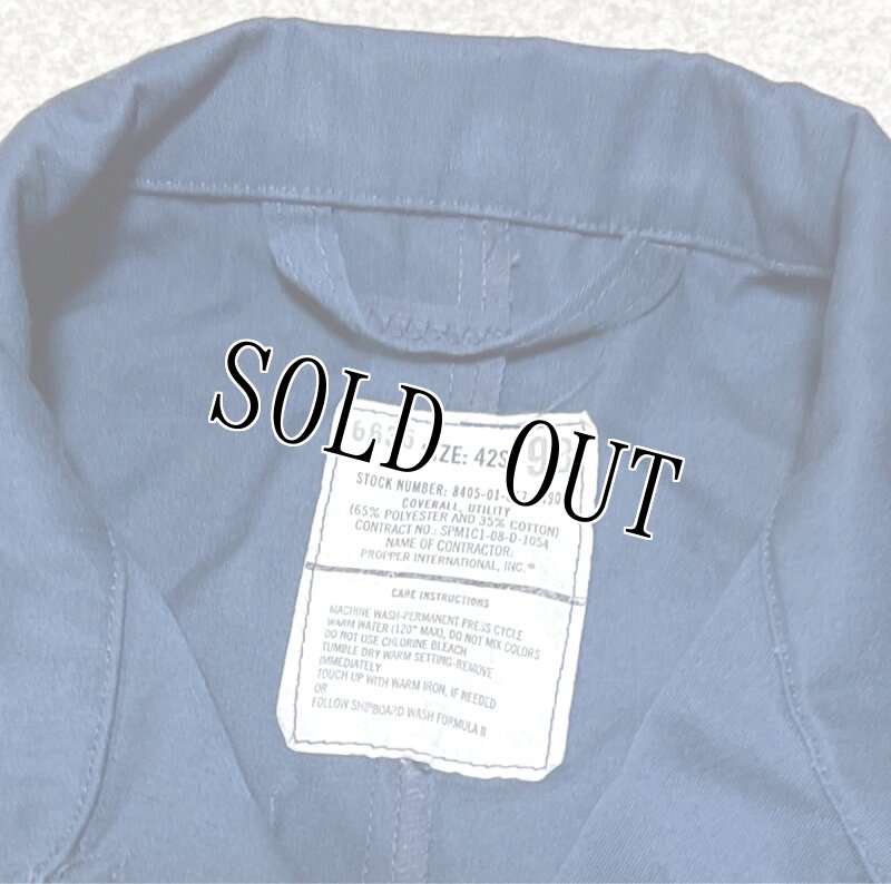 画像3: 米軍実物 US NAVY カバーオール/つなぎ 42S  紺  (3)