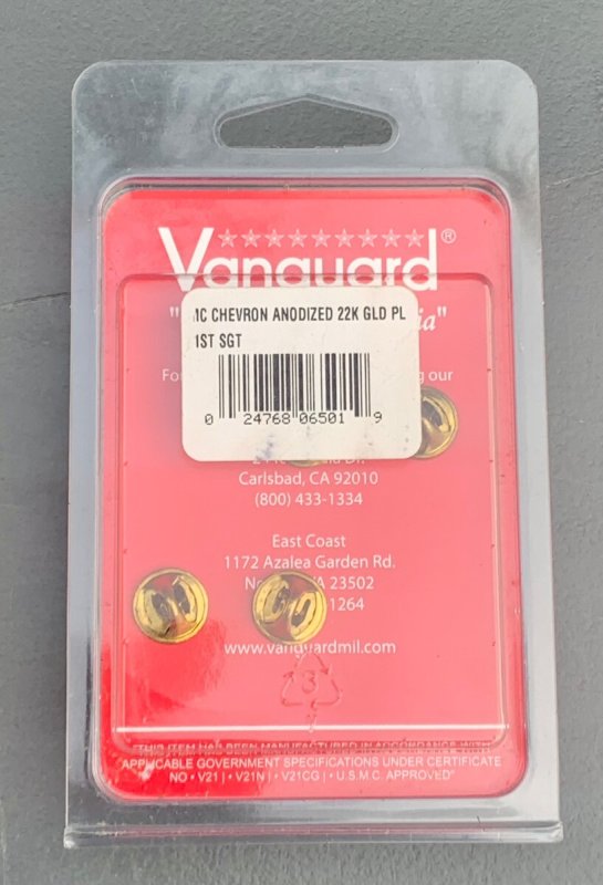 画像2: 米軍放出品 MC CHEVRON ANODIZED 22K GLD PL 1SG SGT (2)