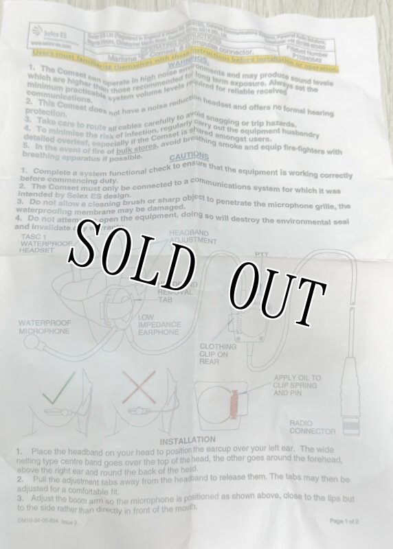 画像14: 米軍実物 THALES製マリタイムタクティカルヘッドセット 10-pinマリタイムコネクター (14)