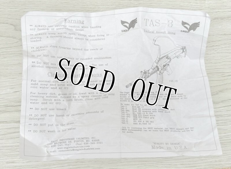 画像8: 米軍実物 EAGLE Tactical Assault Sling　TAS-3 M4, アサルト スリング カーキ (8)
