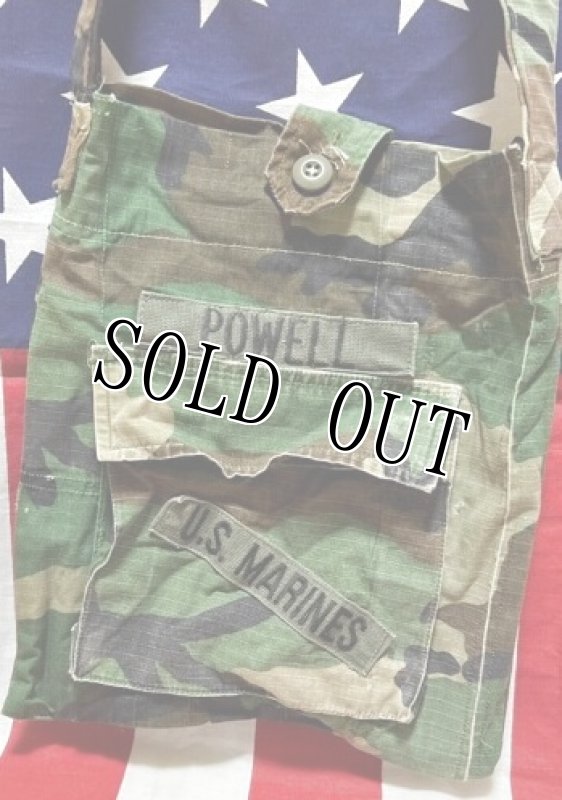 画像2: 米軍実物 USMC MARINES BDU生地 迷彩リメイクバッグ ウッドランド (2)