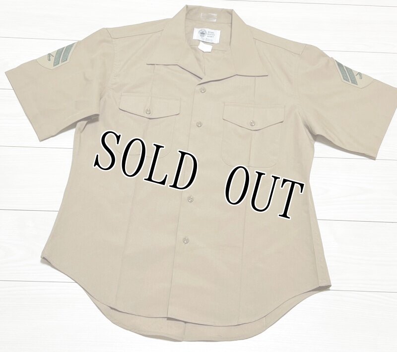 画像1: 米軍実物,SHIRT, MAN'S, KHAKI SHADE M-1 QUARTER LENGTH SLEEVE USMC　サービスドレス半袖シャツ　16  1/2 (1)