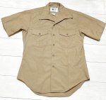 画像1: 米軍実物,SHIRT, MAN'S, KHAKI SHADE M-1 QUARTER LENGTH SLEEVE USMC　サービスドレス半袖シャツ　15  1/2 (1)
