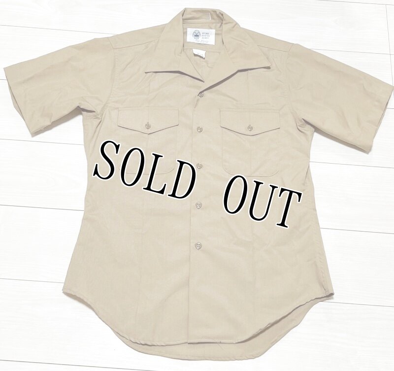 画像1: 米軍実物,SHIRT, MAN'S, KHAKI SHADE M-1 QUARTER LENGTH SLEEVE USMC　サービスドレス半袖シャツ　15  1/2 (1)