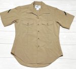 画像1: 米軍実物,SHIRT, MAN'S, KHAKI SHADE M-1 QUARTER LENGTH SLEEVE USMC　サービスドレス半袖シャツ　15  1/2 (1)