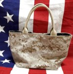 画像2: 米軍実物　USMC MARINES　BDU生地　迷彩リメイクミニバッグ　デザート (2)