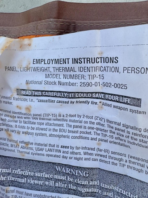 画像7: 米軍実物  TIP-15 サーマル アイデンティフィケーション  個人識別 パネル (7)