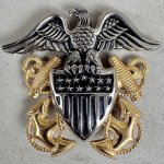 画像1: 米軍実物 U.S.NAVY ドレスキャップ 将校 帽章 (1)
