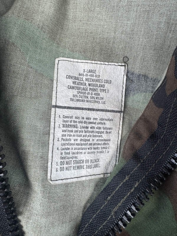 画像6: 米軍実物 迷彩　ウッドランド　メカニックカバーオール　XL (6)