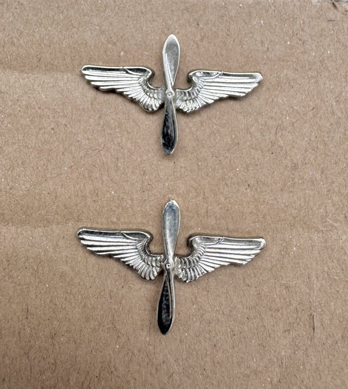 画像1: 米軍実物 ヴィンテージ 第二次世界大戦 米陸軍航空隊 スターリングプロペラ ウィングピンバッジ ミリタリー (1)