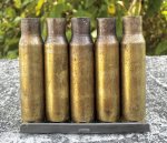 画像1: 米軍実物 7.62mm 空薬莢5連 薬莢 クリップ セット 使用済み 安全品 (1)