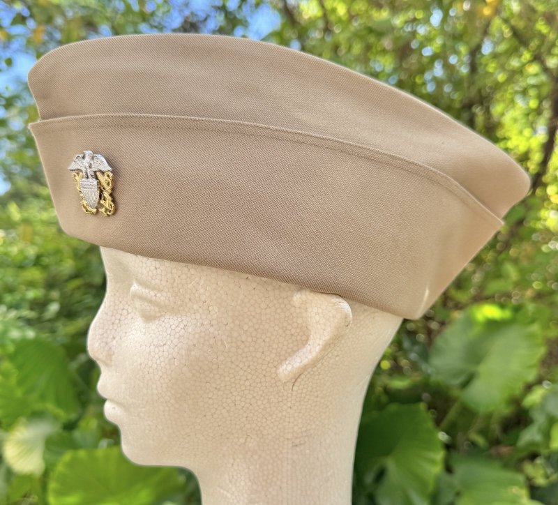 画像1: 米軍実物 NAVY OFFICER CHIEF PETTY OFFICER KHAKI ギャリソン キャップ　 (1)