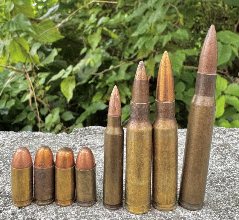 画像1: 米軍実物 7.62mm x 5.56mm x 9mm 空薬莢 薬莢 8発セット 使用済み 安全品 (1)