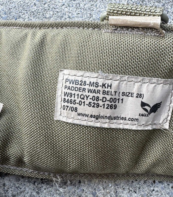 画像10: 米軍実物 EAGLE Padded War Belt ウォーベルト パッド入り SFLCS カーキ 28 (10)