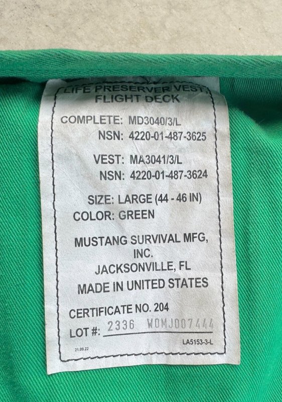 画像4: 米軍実物 LIFE RESERVER VEST グリーン　LARGE (4)