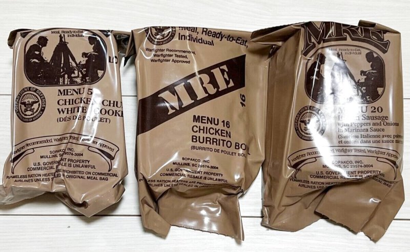 画像1: 米軍実物 2024年検【SOPAKCO】MREレーション/戦闘食 3個セット キャンプ 車中泊 (1)