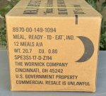 画像2: 米軍実物 ワーニック社 MREレーション/戦闘食 MENU-B 12個セット 2023年9月検品 (2)
