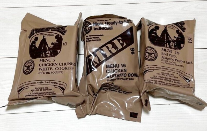 画像1: 米軍実物 2024年検【SOPAKCO】MREレーション/戦闘食 3個セット キャンプ 車中泊 (1)