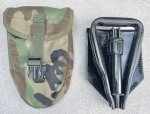 画像1: 米軍実物 E-TOOL フォールディングスコップ  E-TOOL 三つ折　スコップ(ケース付き)  (1)