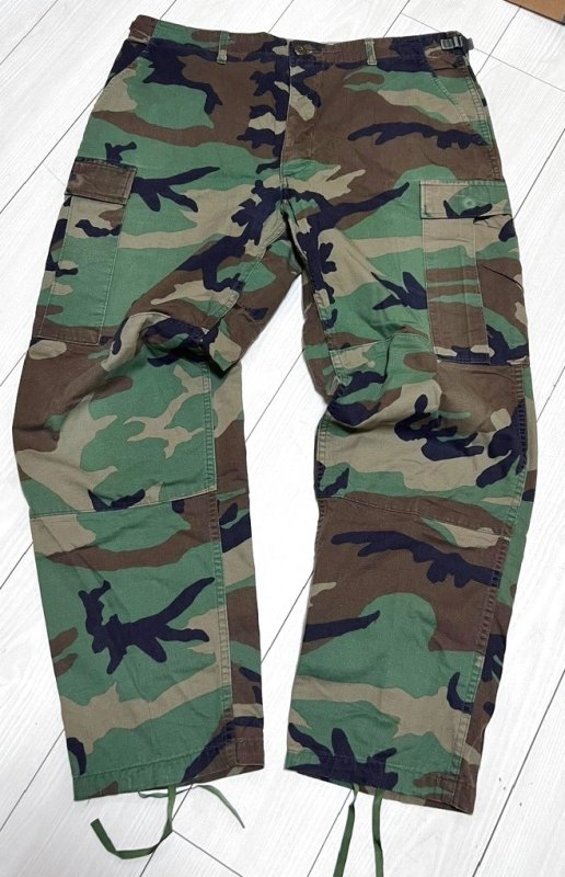 画像1: 米軍実物 ウッドランドカモ ノンリップ 迷彩パンツ　LARGE-REGULAR (1)