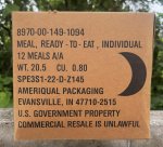 画像3: 米軍実物 2026年5月検【アメリカル】MREレーション非常食/戦闘食 MENU-B (3)