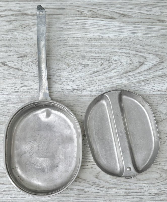 画像2: 米軍実物 メスキットパン&ナイフ・ホーク・スプーンセット1945年 メスティン (2)