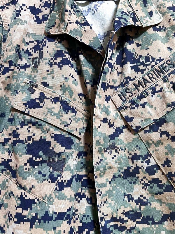 画像2: 米軍実物,USMC　ウッドランド マーパットジャケット リメイク ショートスリーブ　SMALL (2)