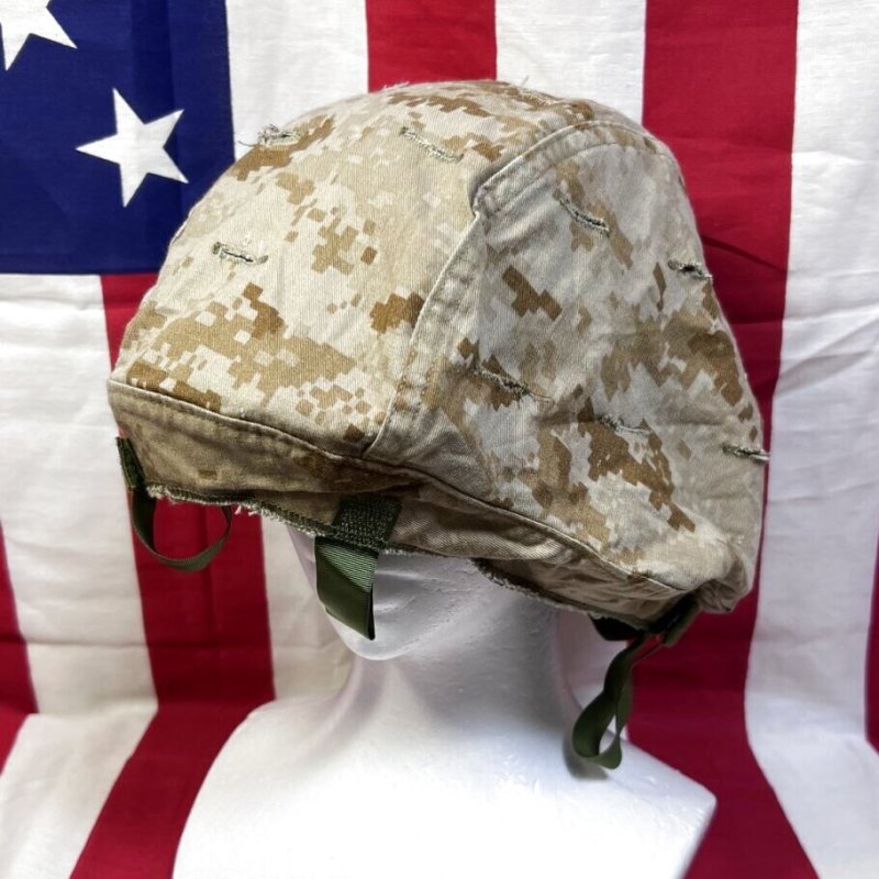 画像1: 米軍海兵隊実物 USMC  LWH ライトウェイトヘルメット　 ウッドランドマーパット・デザート　リバーシブルヘルメットカバー (1)