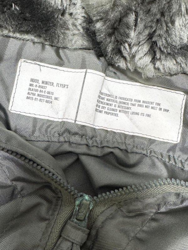画像10: 米軍実物 ALPHA HOOD WINTER FLYERS ビンテージ フード (10)