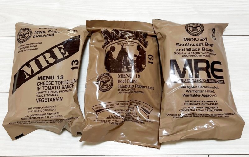 画像1: 米軍実物 【ワーニック】MREレーション/戦闘食 3個セット　キャンプ 車中泊 (1)