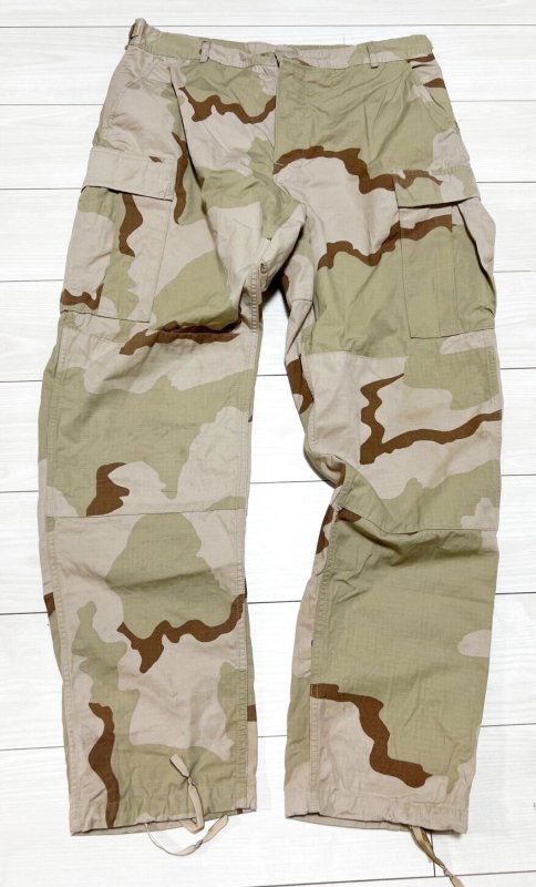 画像1: 米軍実物 デザート3C 迷彩カモフラージュパンツ L-LONG (1)