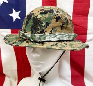 米軍実物 ウッドランドカモ ブーニーハット　放出品 米軍実物 ウッドランドマーパットブーニーハット MEDIUM キャップ